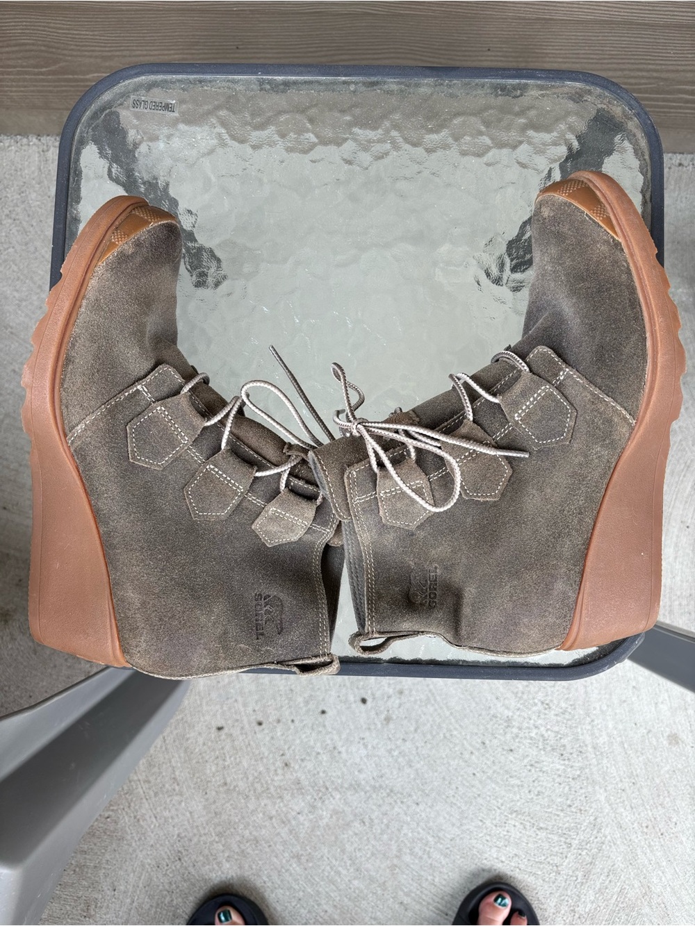 Sorel Women’s Suede Wedge Ankle Boots in Kahki